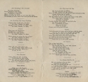 Inside from a songsheet from a football game, showing the lyrics to the songs Dreaming, Good-bye my lover Good-bye, Cheyenne, The Grand Old rag, and Honey Kiss Ma Do