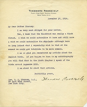 Theodore Roosevelt 1914 Letter
