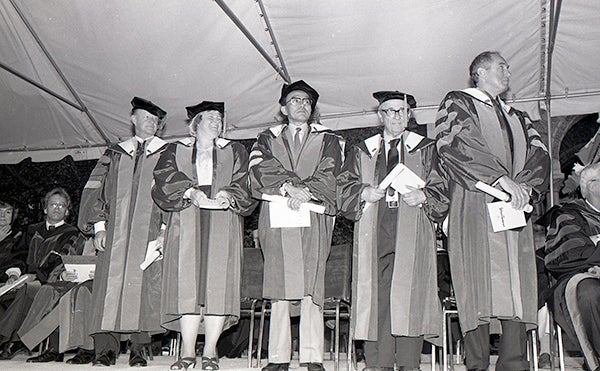 Shusaku Endo et. al. at honorary degree ceremony at Georgetown University