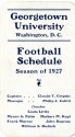 the front of a program of the 1927 football schedule, printed in blue ink