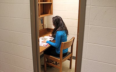 Student in Graduate Student Study Room