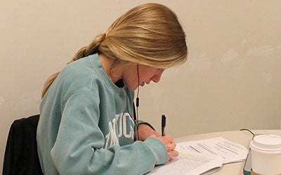 Student in quiet study