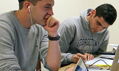 Students in group study room