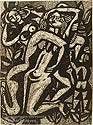 Lovers, wood engraving, numbered 14 of 25