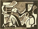 Abstract lovers, wood engraving, numbered 14 of 25