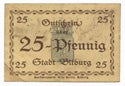 Notgeld, 25 pfennig note from Bitberg, obverse