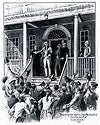 Washington addressing the students from the porch of Old North