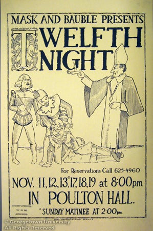 Mask and Bauble flyer for Twelfth Night