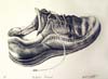 Lithograph the Faithful Friend, showing a well worn shoe