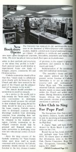Article with black and white photograph about the opening of the bookstore in the basement of Lauinger Library.