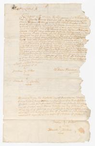 Deed conveying Maryland mission land and enslaved people to Thomas Jameson, who acted as a trustee, 1717 p.1