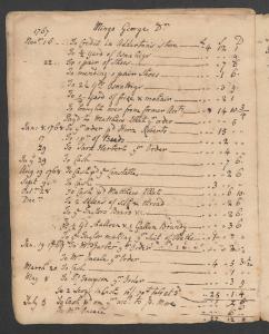 Mingo George Account in tenant book, 1767-1769