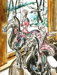 Han Warriors on Horseback in My Studio from The Castle of Perseverance Philip Pearlstein