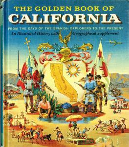 illustrated book cover with title "The Golden Book of California"