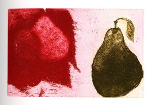 etching by Patrick Hickey titled "Three Pears"