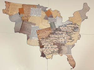 A collage map of the Eastern, Midwestern, and Western United States 
