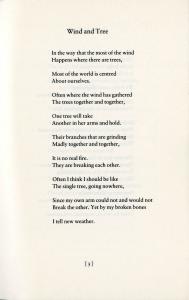 Text of Wind and Tree from New Weather, 1973