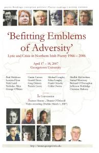 Event poster for "Befitting Emblems of Adversity"