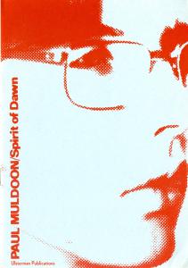 Book cover with side view of a man's face wearing glasses with title "Spirit of Dawn" by Paul Muldoon