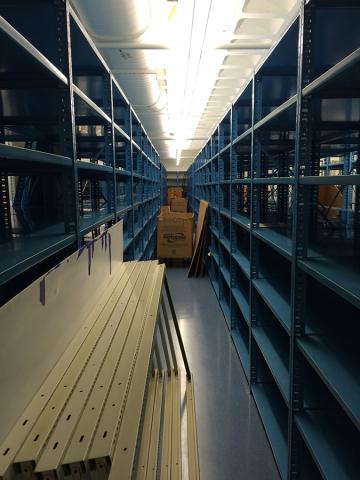 Shelving in the stacks area on February 12, 2015.