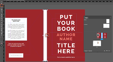 a red book half-designed in the software adobe inDesign