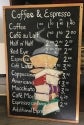 Chalk board with beverage prices