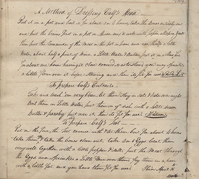 1806 Calf's Head, Entrails, and Feet Recipe from the Archives