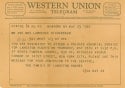 Telegram from the Family of Langston Hughes to Lawrence Richardson and Margaret Bonds
