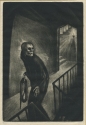 Trial proofs for The Ballad of Reading Gaol by Oscar Wilde, showing a skeleton carrying a coil of rope in a dimly lit hallway
