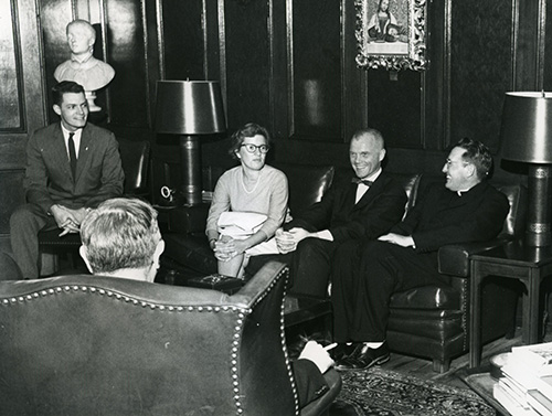 John Glenn, Mark Phillips, Vera Rubin and Fr. McCarthy