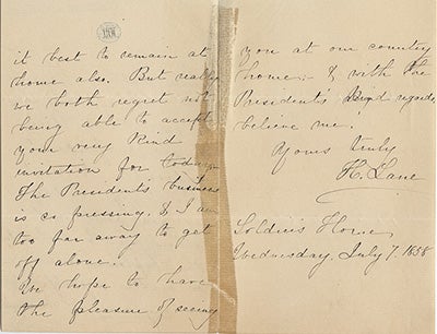Harriet Lane Letter 1858 page 2