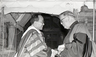 Shusaku Endo with Georgetown University president