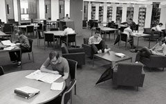 Students studying on Lauinger's 2nd floor in 1970