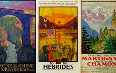 Train posters: Rhone to the Rhine, To the Hebrides, and Explore Railway Martigny Chateland Chamon