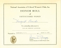 Honorary Certificate from the National Association of Colored Women’s Clubs naming Margaret Bonds to its Honor Roll (August 2, 1962)