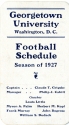 the front of a program of the 1927 football schedule, printed in blue ink