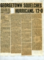 newspaper clippings of an article with the headline, “Georgetown Squelches Hurricane, 12-0”, published in the Tulsa World, October 19, 1947