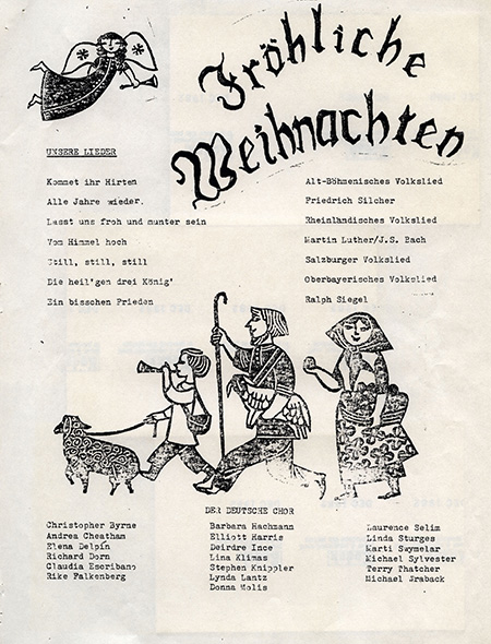 German Club page from the program for the SLL Caroling Contest, 1982