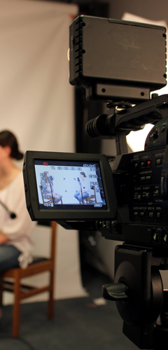 students being filmed in the production studio