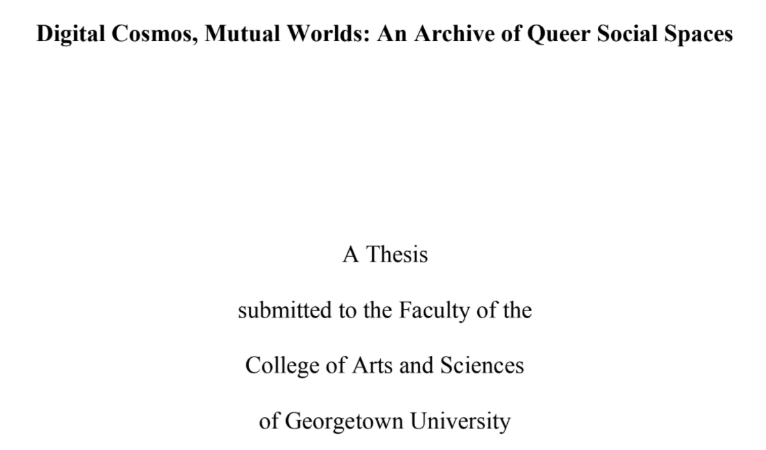 Digital Cosmos thesis Cover page