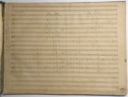 Offenbach's les deux aveugles manuscript, page from the score showing musical notation