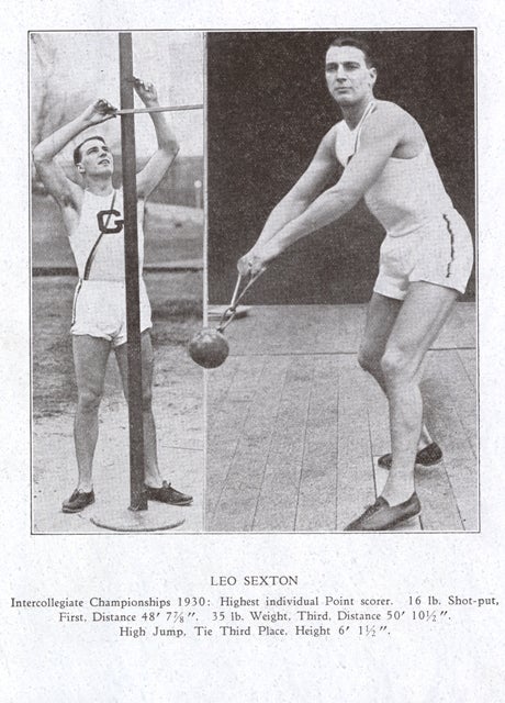 Leo Sexton, pictured in the program from the Annual Varsity Dinner, May 8, 1930