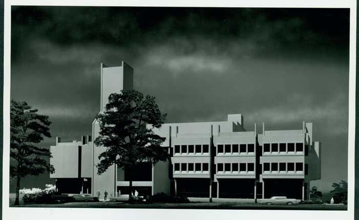 An architectural model of Lauinger Library