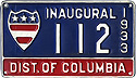 License plate for Inauguration of Franklin D. Roosevelt