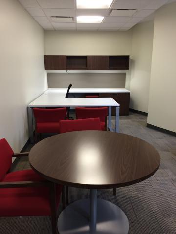 Furniture in a staff office on February 12, 2015.