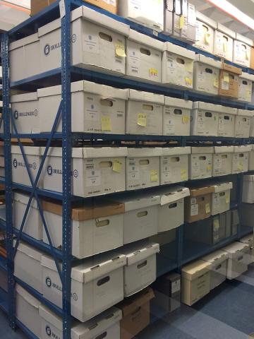 Full shelving in the stacks area on March 16, 2015.