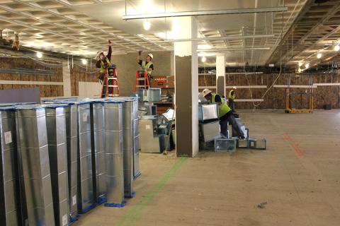 New ductwork for installation in the new Booth Family Center for Special Collections on July 3, 2014.