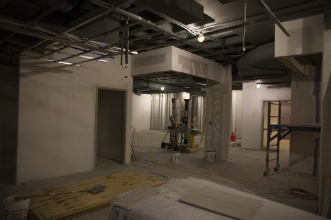 Construction in the reception area and classroom on October 22, 2014.