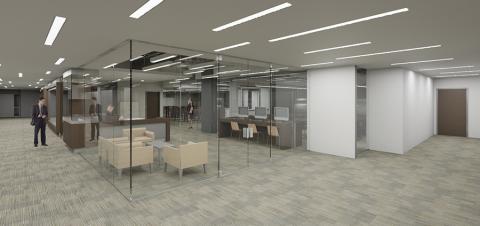 Architect's rendering of the entry to the new Booth Family Center for Special Collections.
