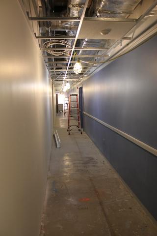Installation overhead infrastructure in the hallway on December 9, 2014.